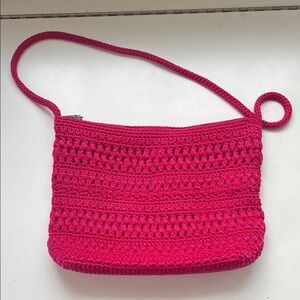 The Sak Fuchsia or hot pink  Crochet Shoulder Bag